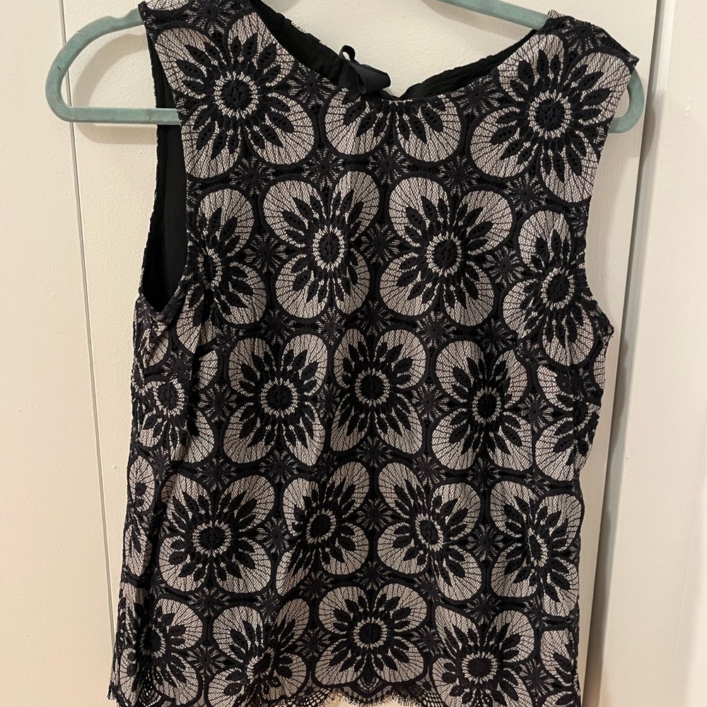 Elegant Navy Floral Lace Women's Top